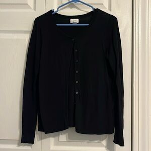 Black crew neck cardigan